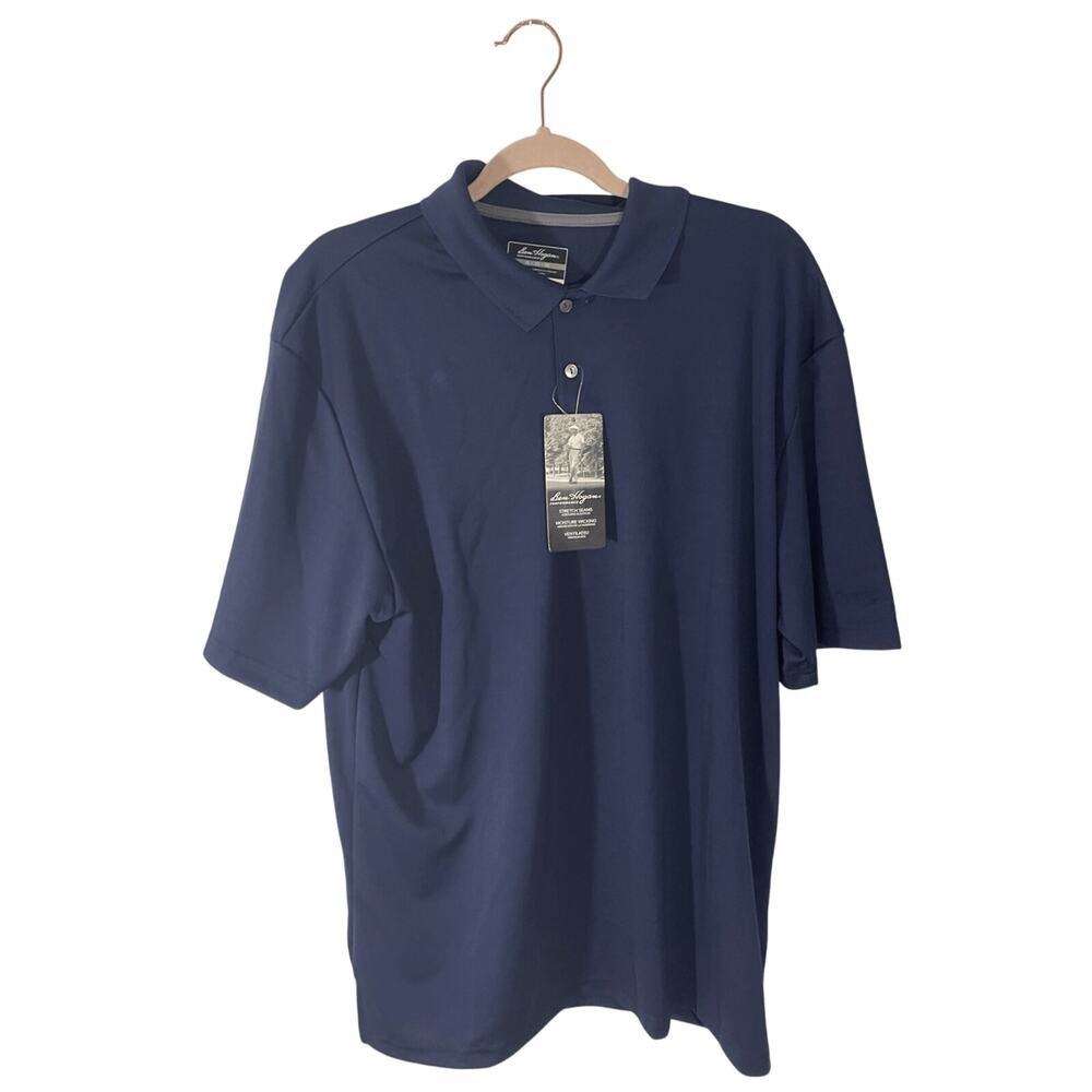 NWT Ben Hogan XL Men's Navy Short Sleeve Front Button Golf Tech Polo Sportswear